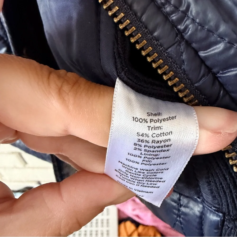 Talbots Diamond Quilted Vest Navy Blue‎